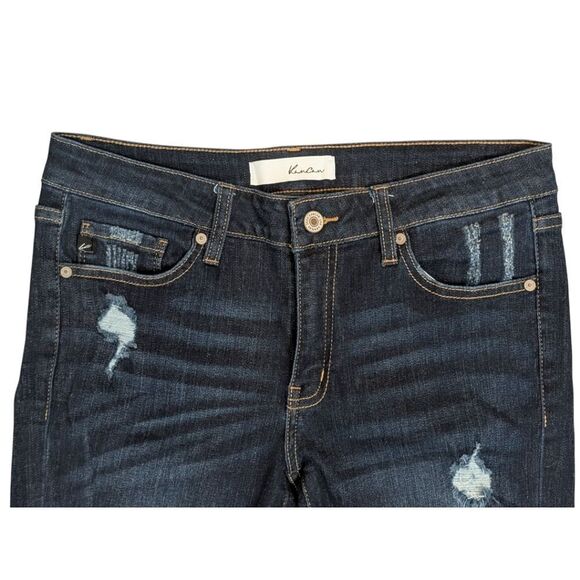 Kancan Dark Wash Distressed Skinny Jeans Raw hem Women's Size 9/28 - Picture 4 of 7